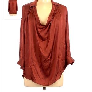 Vince Camuto Brown Silk Blouse, Size 2